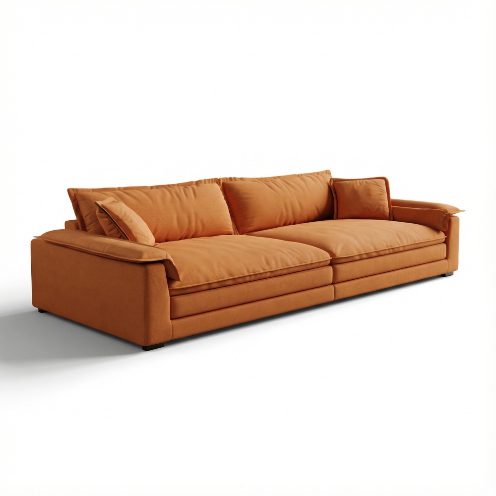 Canapea Alyma, portocaliu, topper si material tehnologic anti pata, Homedit