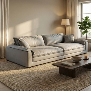 Canapea Alyma, gri deschis, topper si material tehnologic anti pata, Homedit