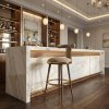 Scaun de bar otel galvanizat Brew beige, inaltime sezut 75 cm, Homedit