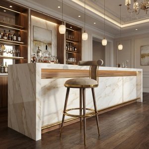 Scaun de bar otel galvanizat Brew beige, inaltime sezut 75 cm, Homedit
