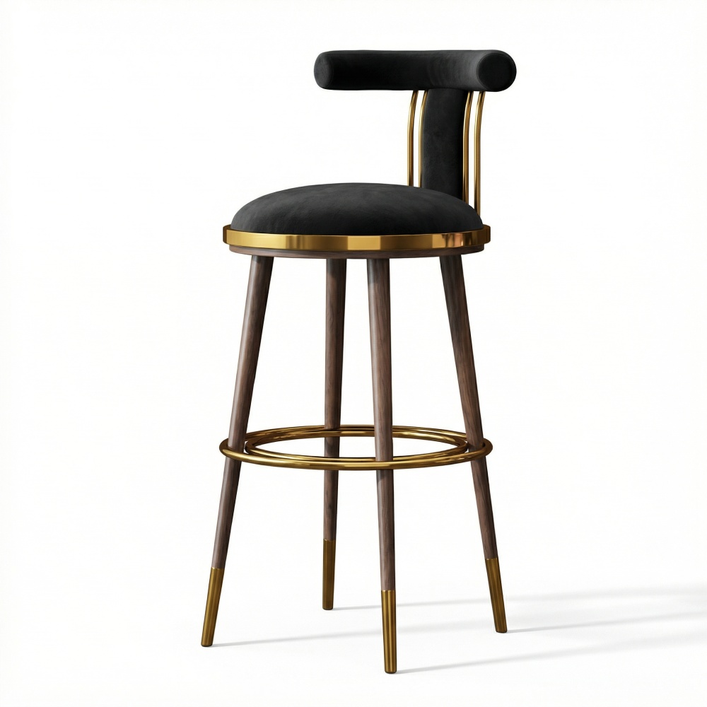 Scaun de bar otel galvanizat Brew negru, inaltime sezut 75 cm, Homedit