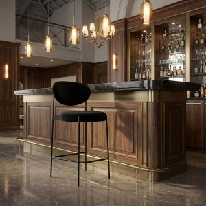 Scaun de bar 120 cm catifea neagra Loft, Homedit