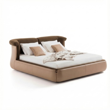 pat tapitat cu somiera rona, piele si textil, homedit