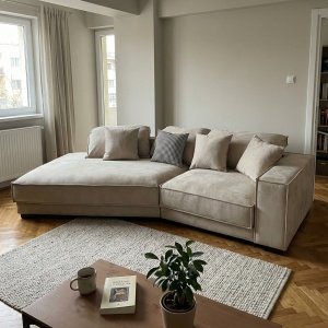 Coltar 320 cm catifea bej premium Grandio, Homedit
