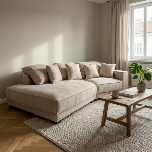 Coltar 320 cm catifea bej premium Grandio, Homedit