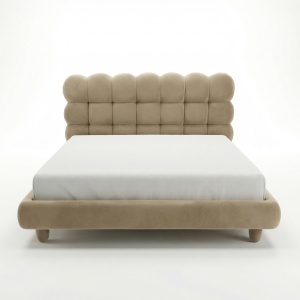 Pat cu somiera, lemn masiv si catifea 180 x 200 cm, pat  Mira Homedit