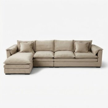 Coltar Alyma bej 3.3 m x 180 cm, catifea anti-pată beige, Homedit