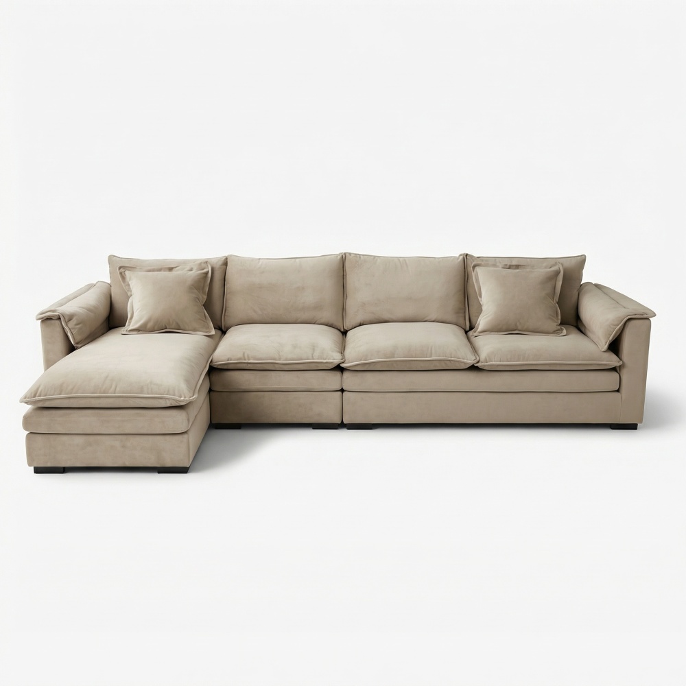 Coltar Alyma bej 3.3 m x 180 cm, catifea anti-pată beige, Homedit