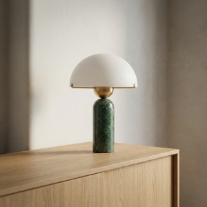 lampa, 45cm h, marmura verde Guatemala si sticla, Emeralis, homedit