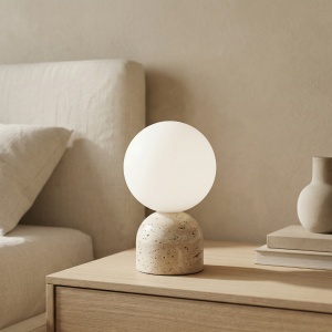 lampa travertin si sticla, 25 cm x 15 cm Glassy, homedit