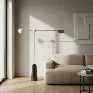 lampadar 150 cm h, marmura si auriu periat, Mono, homedit
