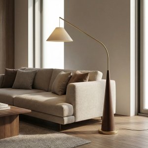 lampadar dimabil 210 cm h, cu finisaj efect nuc Yron, homedit