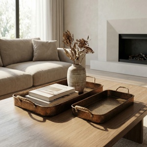 Set de 2 tăvi din fier cu margini decorative Hary, homedit