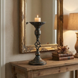 Sfeșnic decorativ din fier, 16,5 x 16,5 x 38,5 cm  Bry, homedit