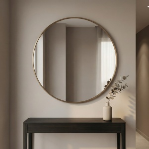 oglinda rotunda cu rama metalica neagra, 80 x 2,8 cm Coper, homedit