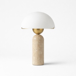 lampa, 45 cm h, travertin si sticla mata CALMA, homedit