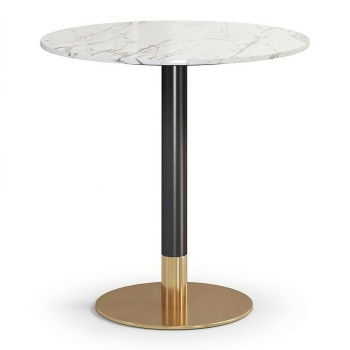 Masa cafenea 80 x 75 cm Marble Brushed gold, auriu periat si piatra Homedit