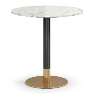 Masa cafenea 80 x 75 cm Marble Brushed gold, auriu periat si piatra Homedit