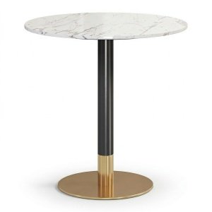 Masa cafenea 80 x 75 cm Marble Brushed gold, auriu periat si piatra Homedit
