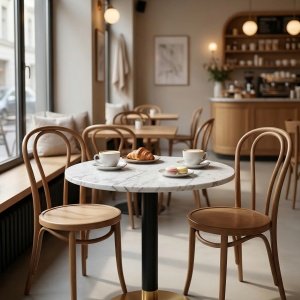 Masa cafenea 80 x 75 cm Marble Brushed gold, auriu periat si piatra Homedit