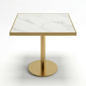 Masa cafenea Stilo, 70 x 75 cm, Auriu periat si piatra, Homedit