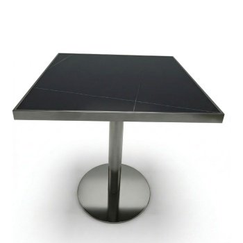 Masa cafenea Stilo, 70 x 75 cm, Otel inoxidabil si piatra neagra, Homedit