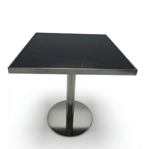 Masa cafenea Stilo, 70 x 75 cm, Otel inoxidabil si piatra neagra, Homedit