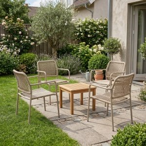 Scaun confortabil pentru terasa Rene bej, Homedit