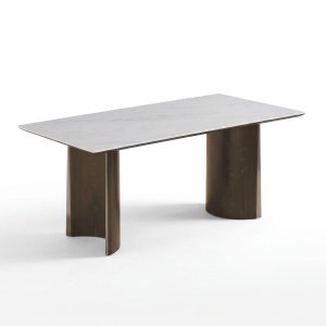 Masa Dinning Alvero, Microcristal si Lemn Masiv, Homedit