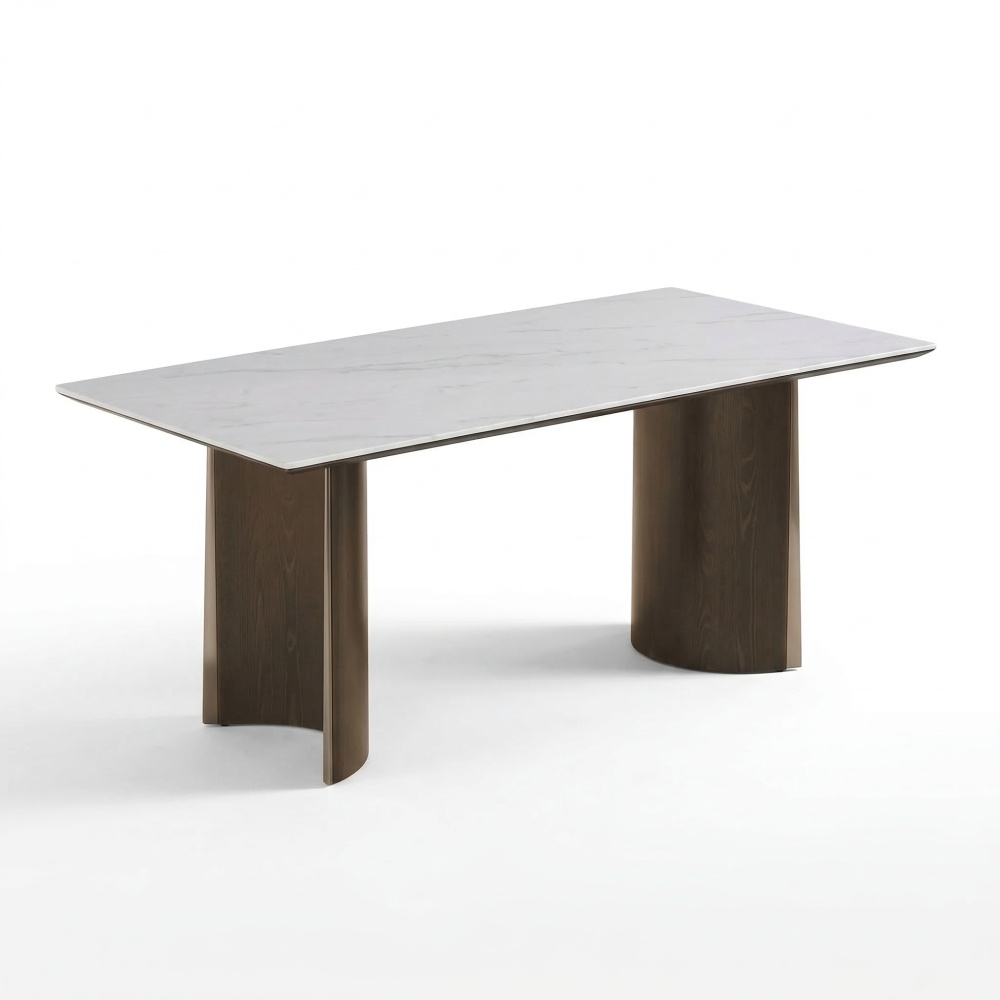 Masa Dinning Alvero, Microcristal si Lemn Masiv, Homedit