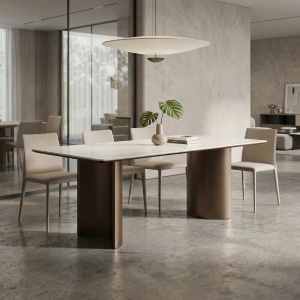 Masa Dinning Alvero, Microcristal si Lemn Masiv, Homedit