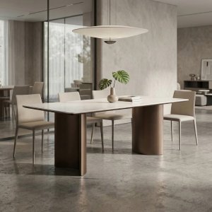 Masa Dinning Alvero, Microcristal si Lemn Masiv, Homedit