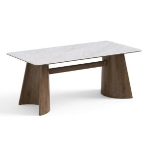 Masa Dinning Calvero, microcristal si lemn masiv, Homedit