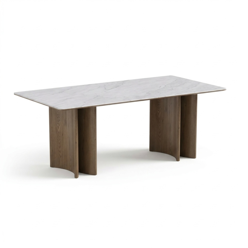 Masa Dinning Velario, cadru lemn masiv si microcristal, Homedit