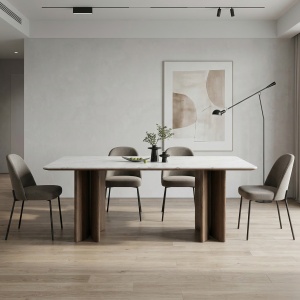 Masa Dinning Velario, cadru lemn masiv si microcristal, Homedit